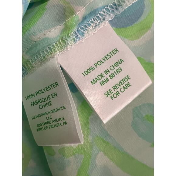 Lilly Pulitzer Deanna Pool Blue Green Any Fins Possible Romper Size Large - Picture 8 of 8